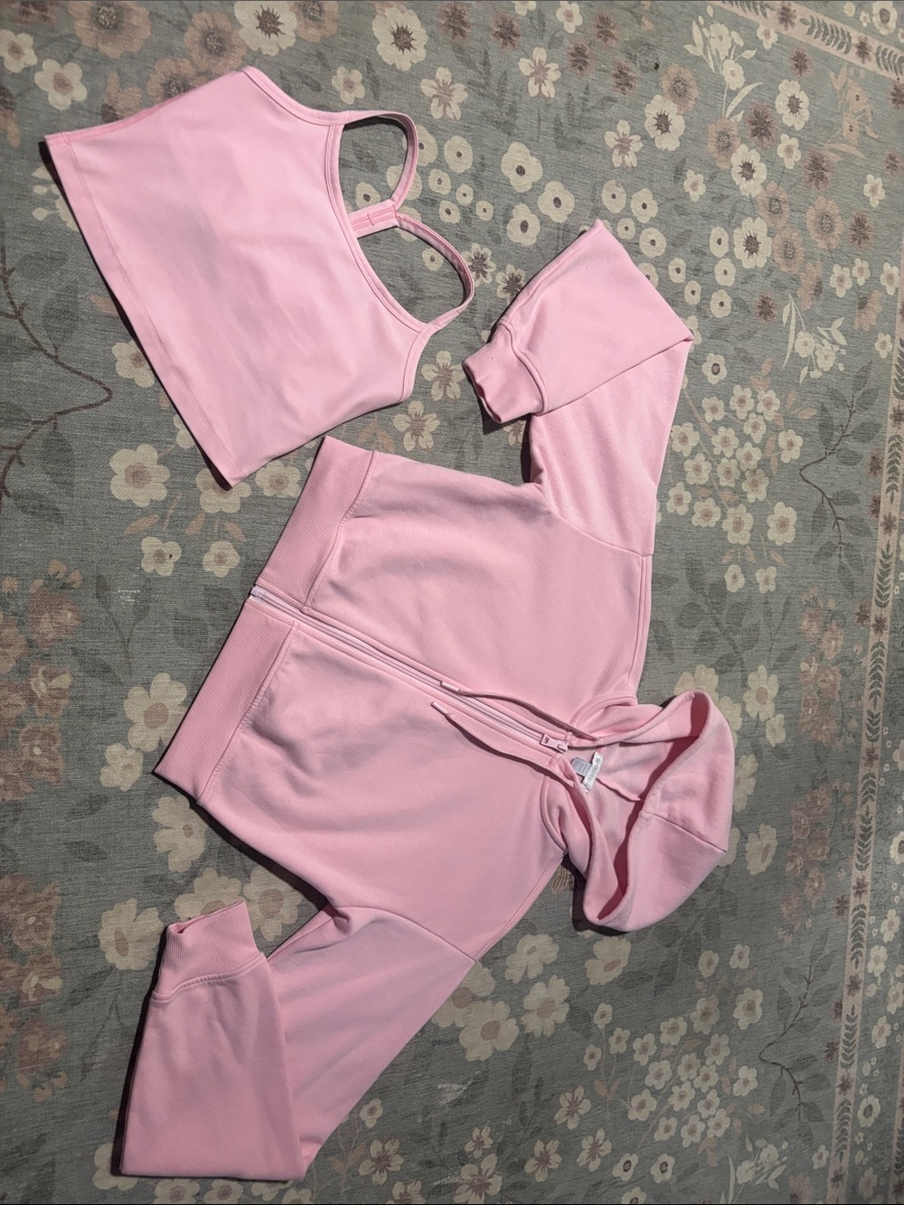 Beyond Yoga Pink Zip-Up Hoodie with Matching Sports Bra